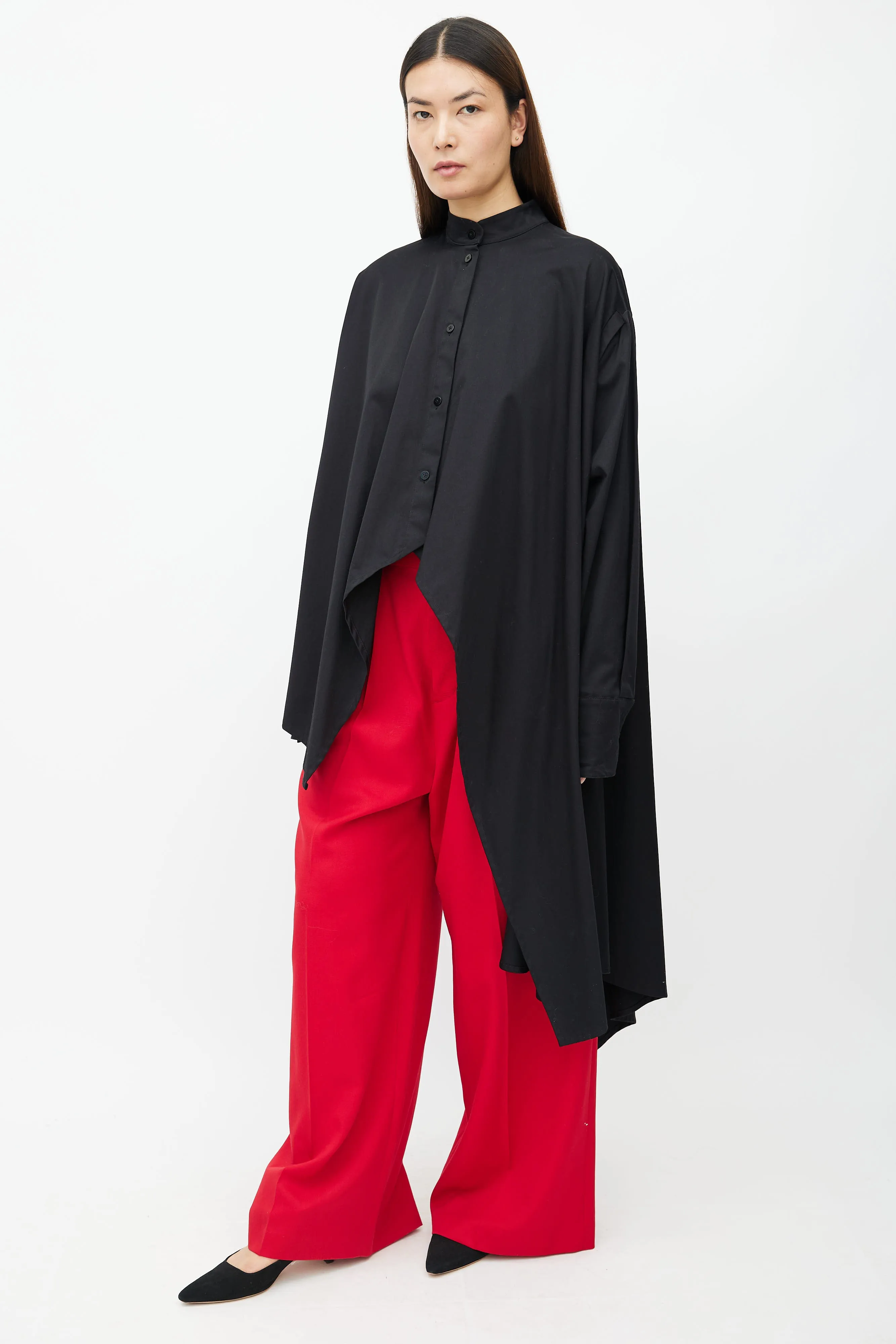 Black Asymmetrical Oversized Shirt