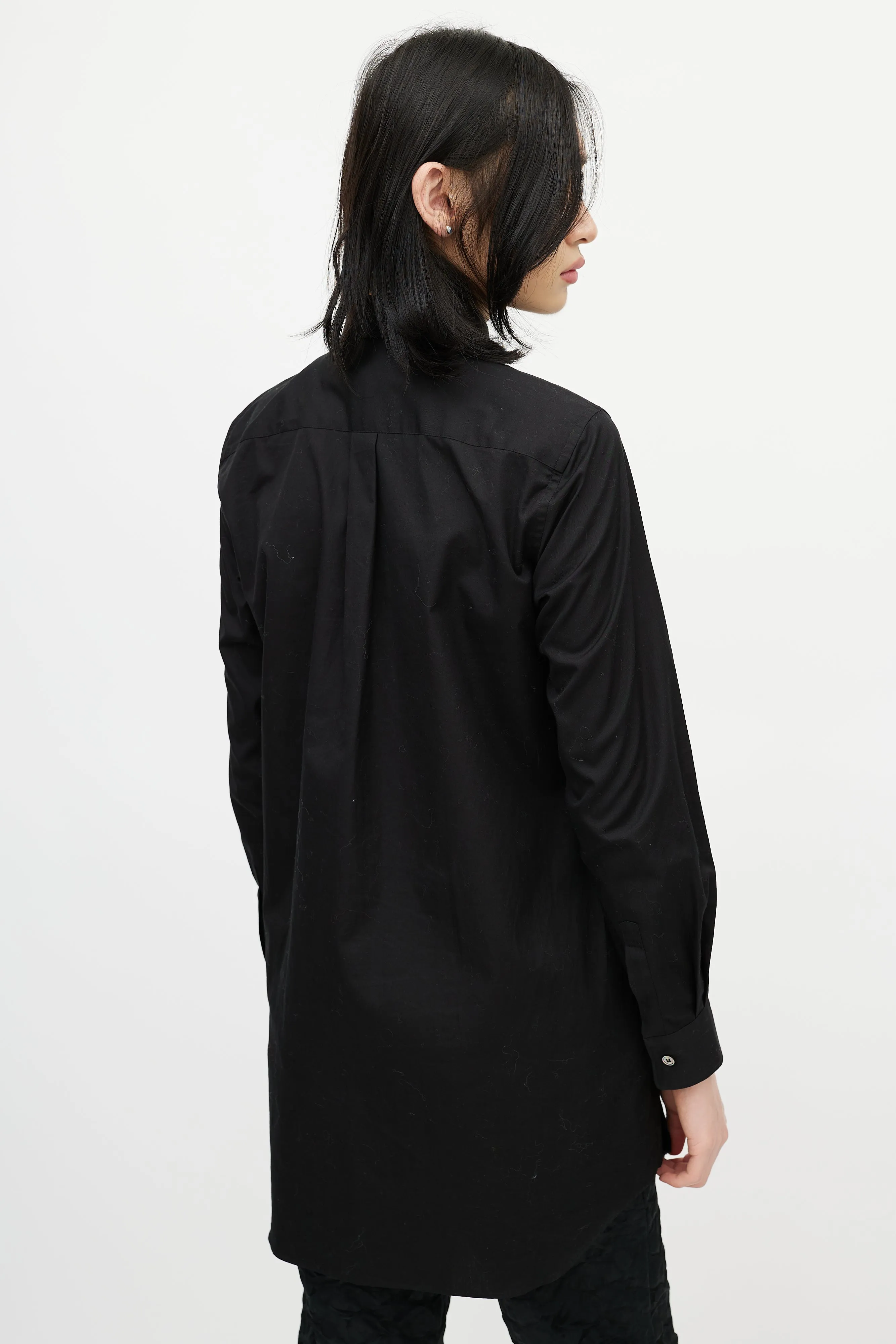 Black Cotton & Tulle Ruffle Shirt