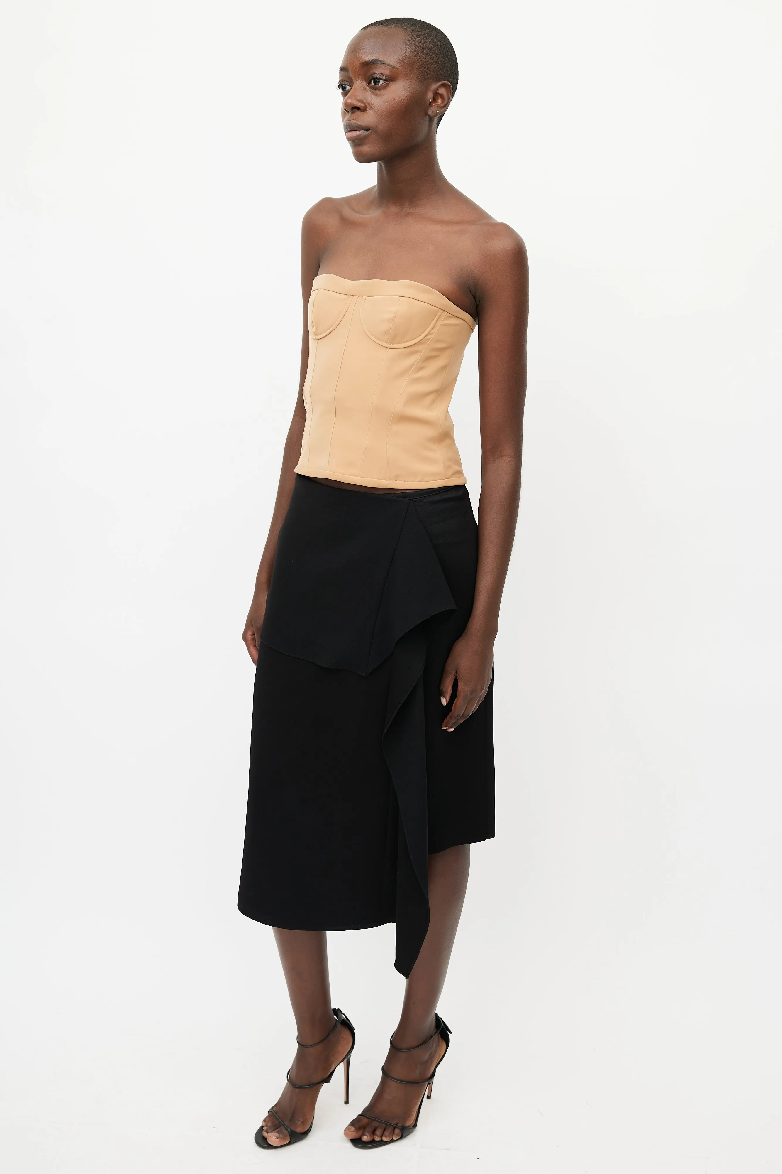 Black Ruffled Drape Skirt