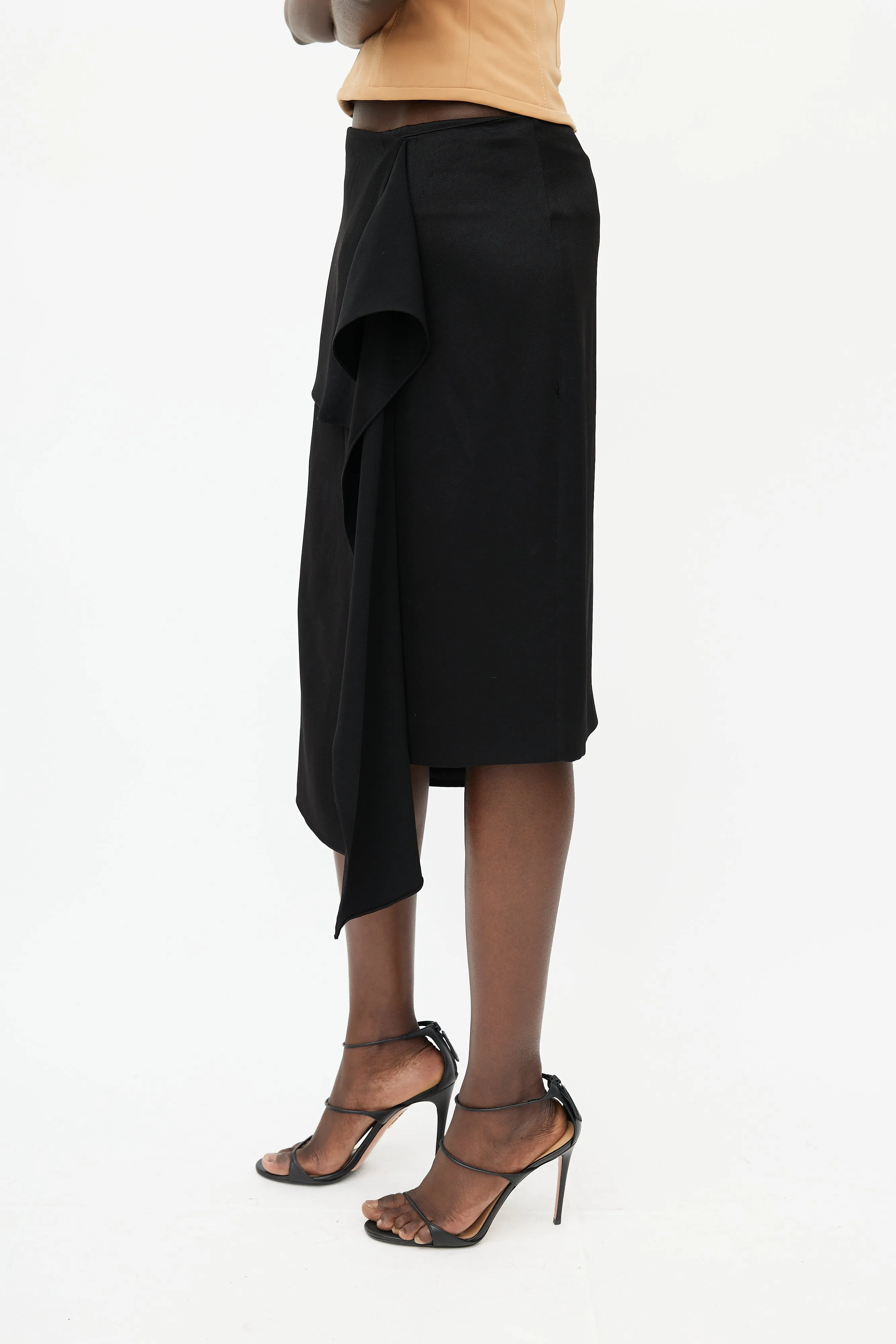 Black Ruffled Drape Skirt