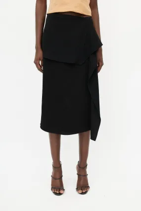 Black Ruffled Drape Skirt
