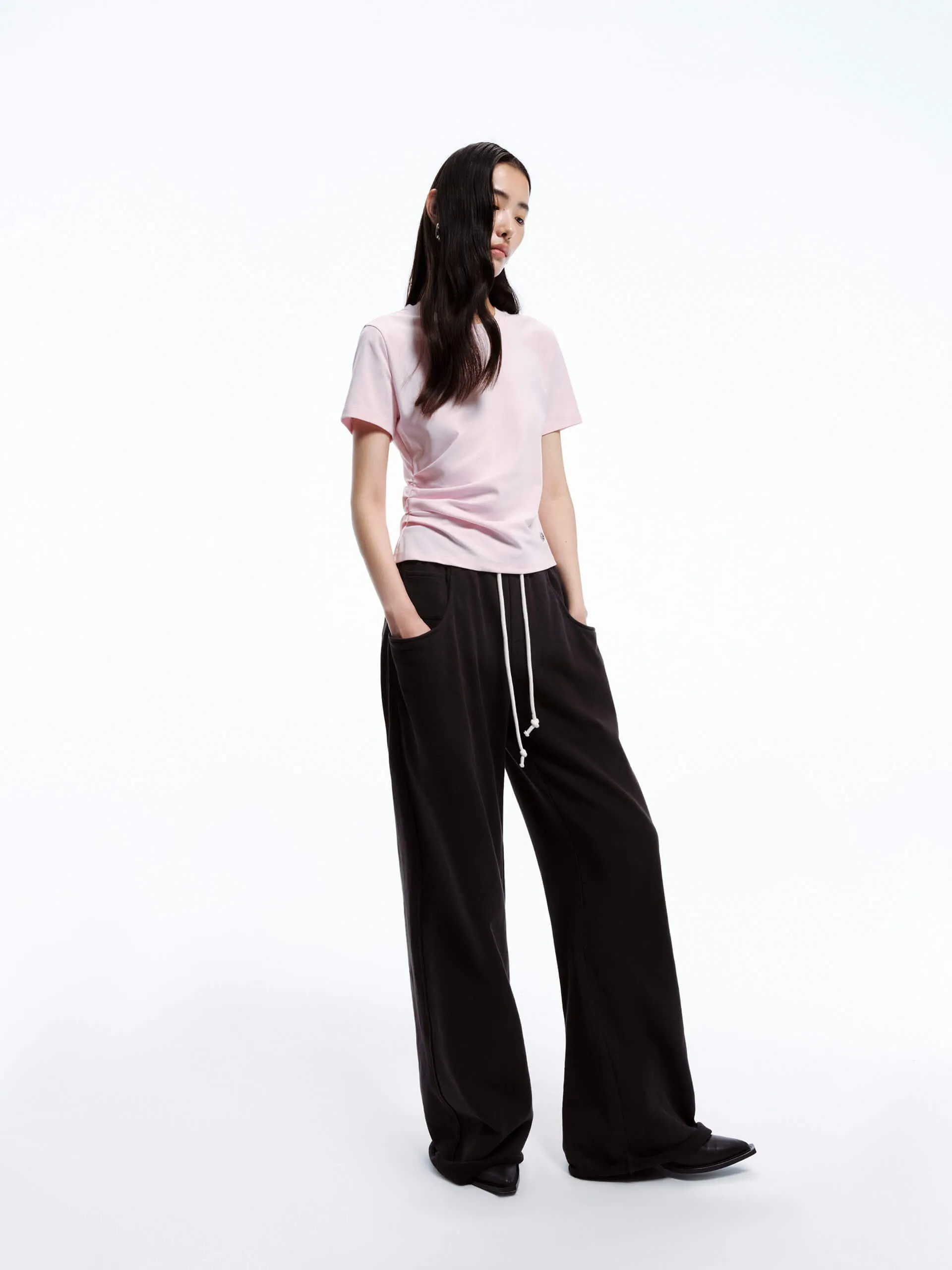 Drawstring Wide Leg Pants