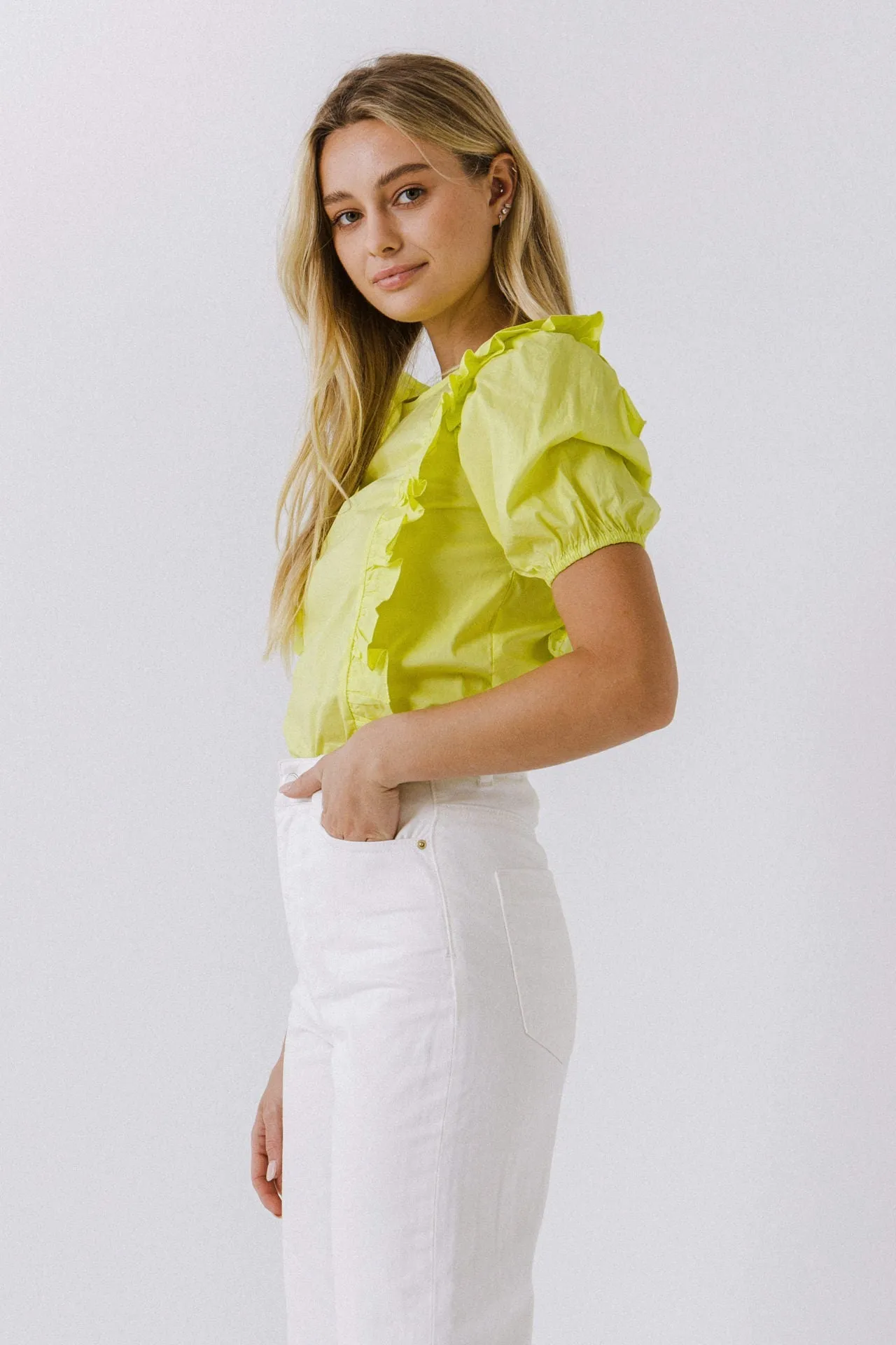English Factory - Women Woven Ruffled Bodice Blouse