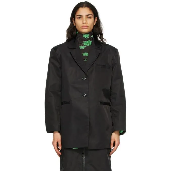 GANNI Black Nylon Oversized Blazer