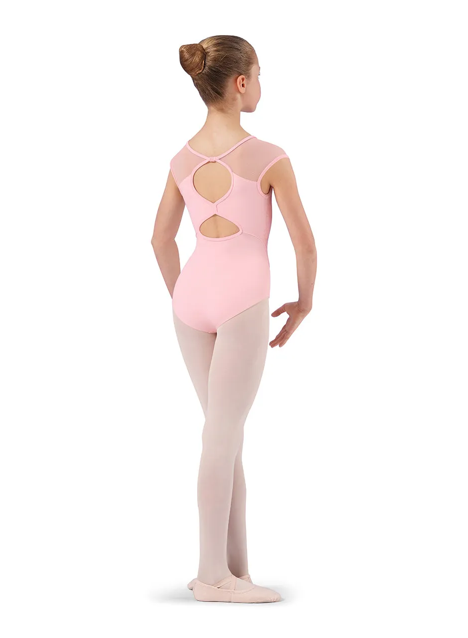 Girls Pink Print Butterflies & Flowers Cap Sleeve Leotard