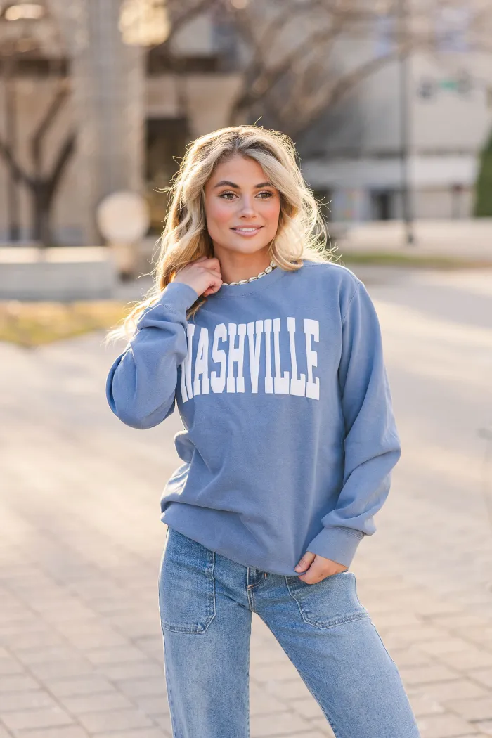 Nashville Puff Print Sweatshirt Denim