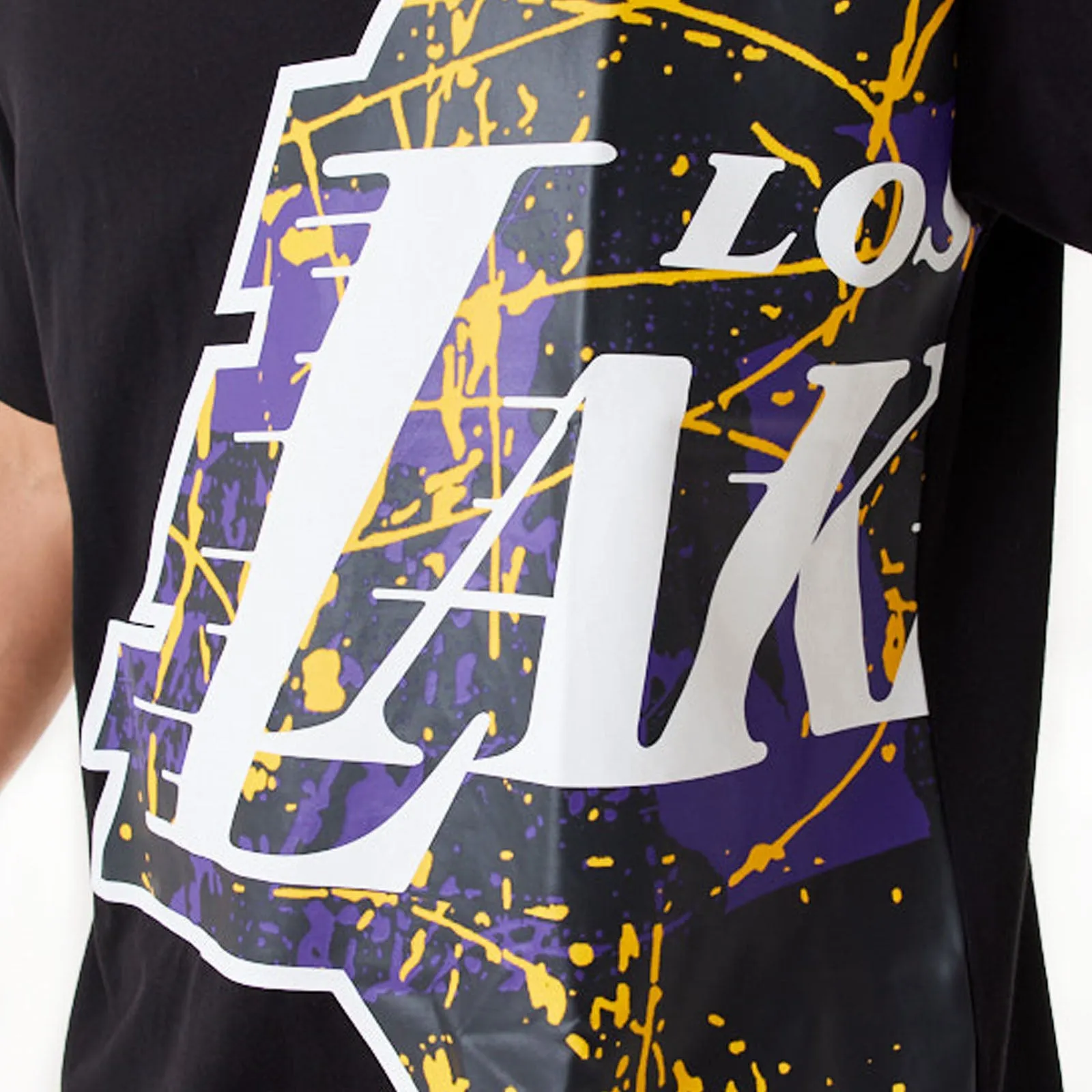 New Era Mens Los Angeles Lakers Large Team Logo T-Shirt - Black