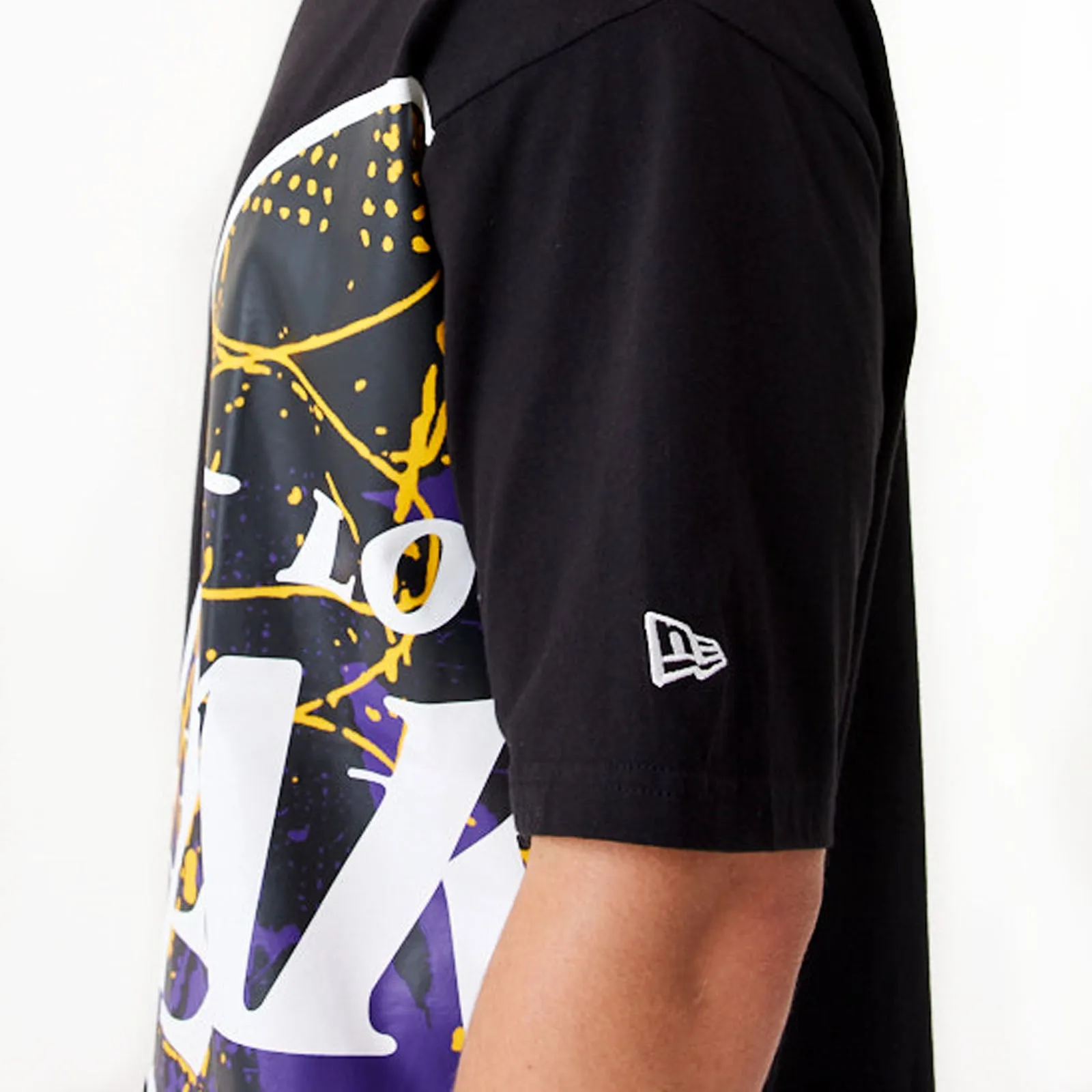 New Era Mens Los Angeles Lakers Large Team Logo T-Shirt - Black