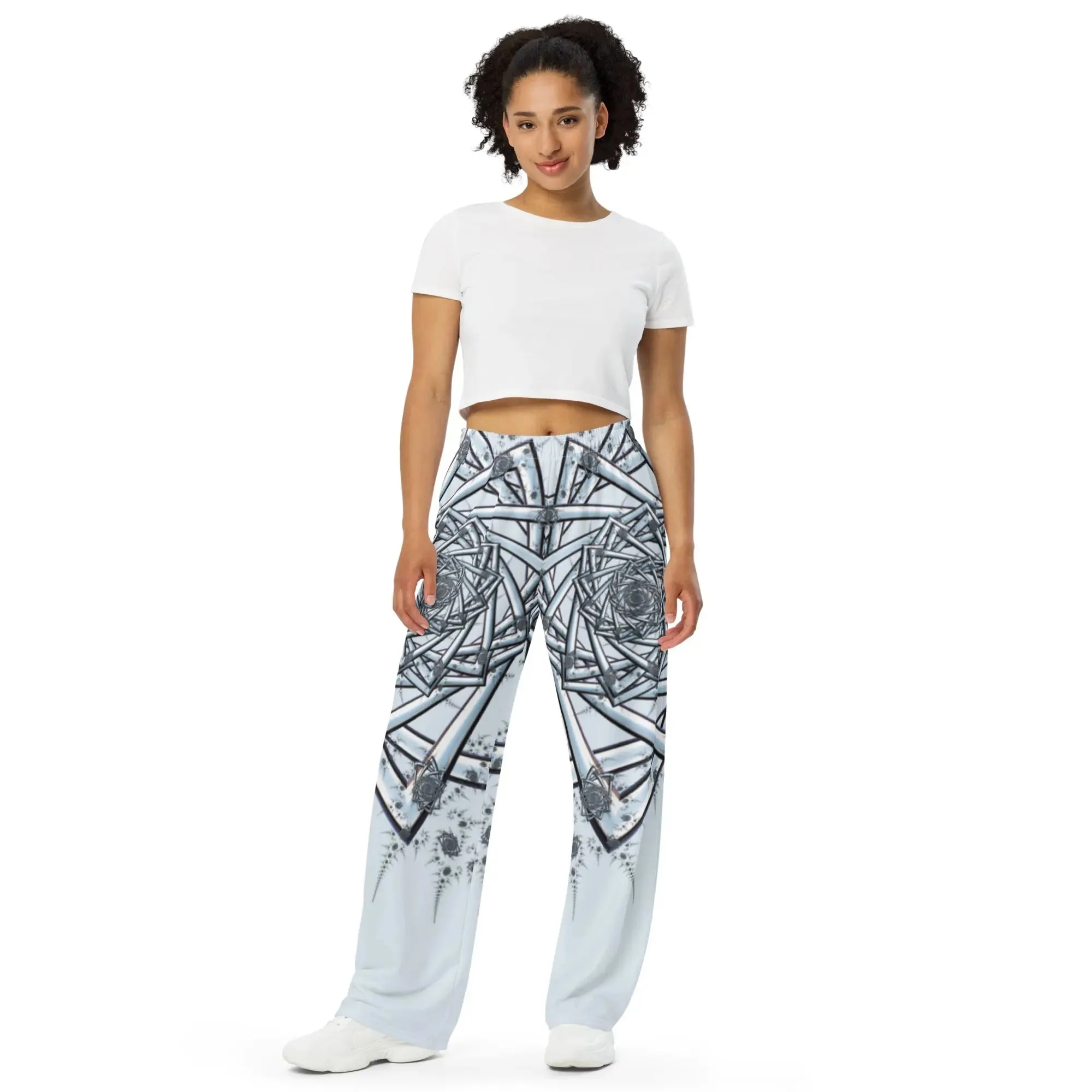 "Topological Rose" Collection - All-over Print Unisex Wide Leg Pants