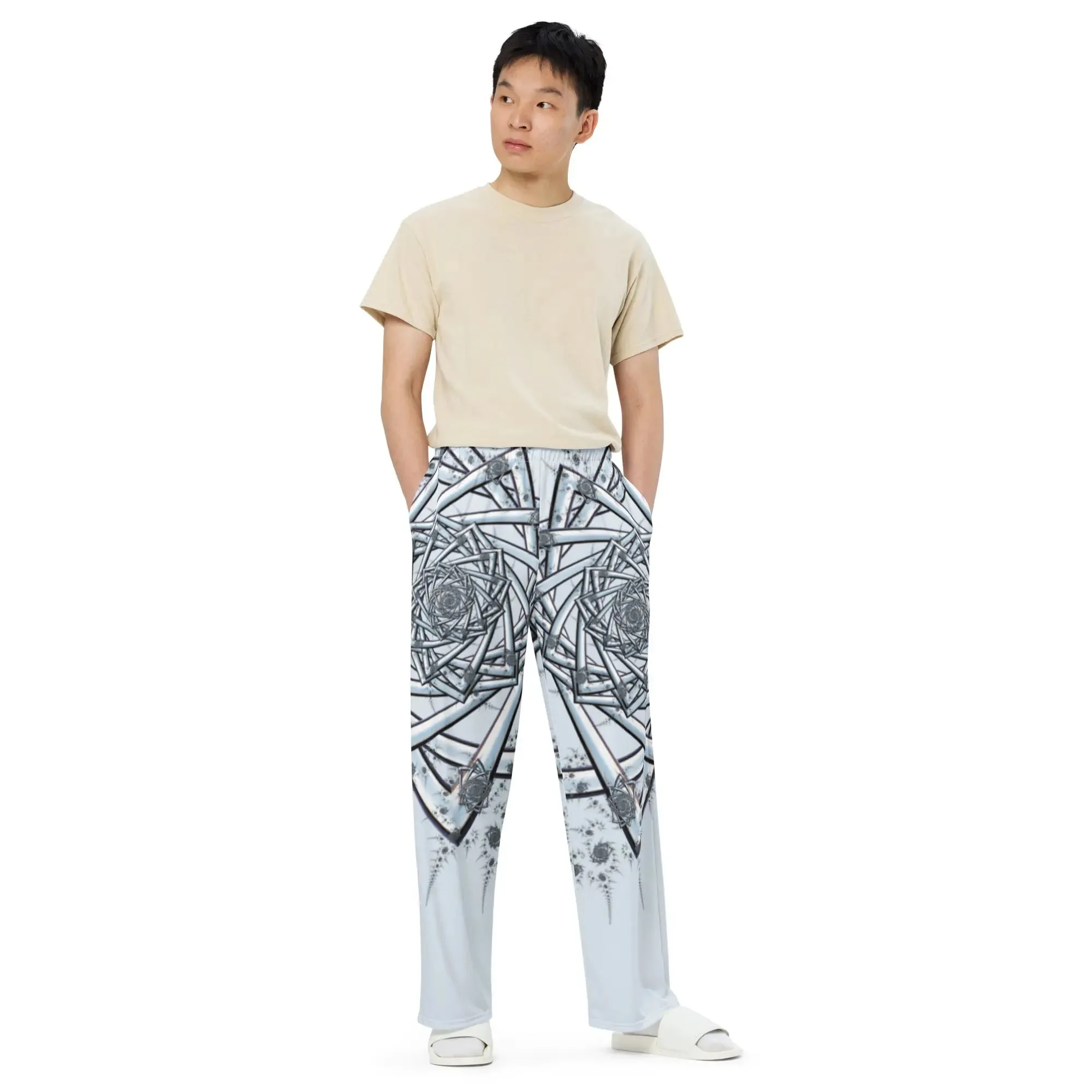 "Topological Rose" Collection - All-over Print Unisex Wide Leg Pants