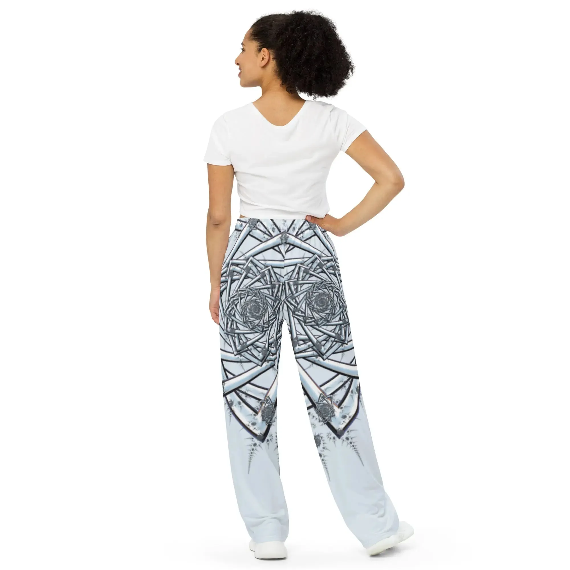 "Topological Rose" Collection - All-over Print Unisex Wide Leg Pants