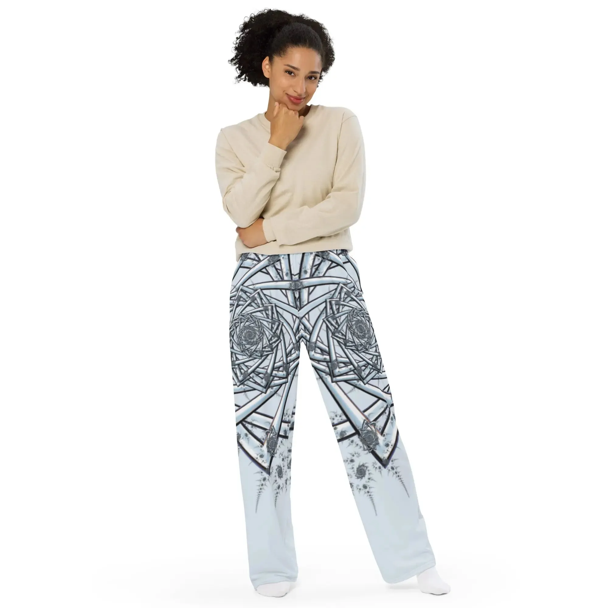 "Topological Rose" Collection - All-over Print Unisex Wide Leg Pants