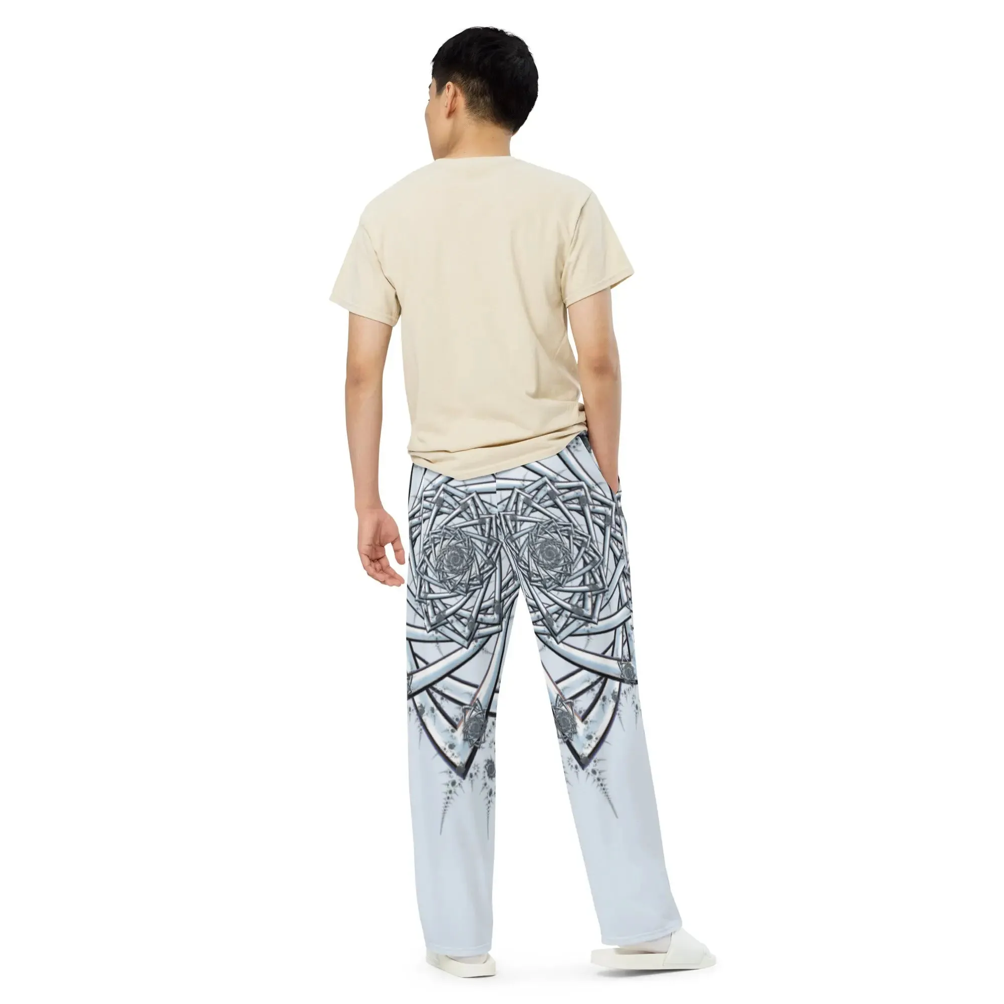 "Topological Rose" Collection - All-over Print Unisex Wide Leg Pants