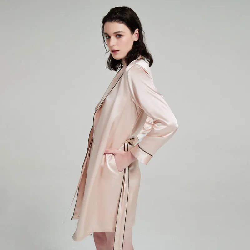 Silk Robes – Elegant Trimmed Robe with Sling Dress