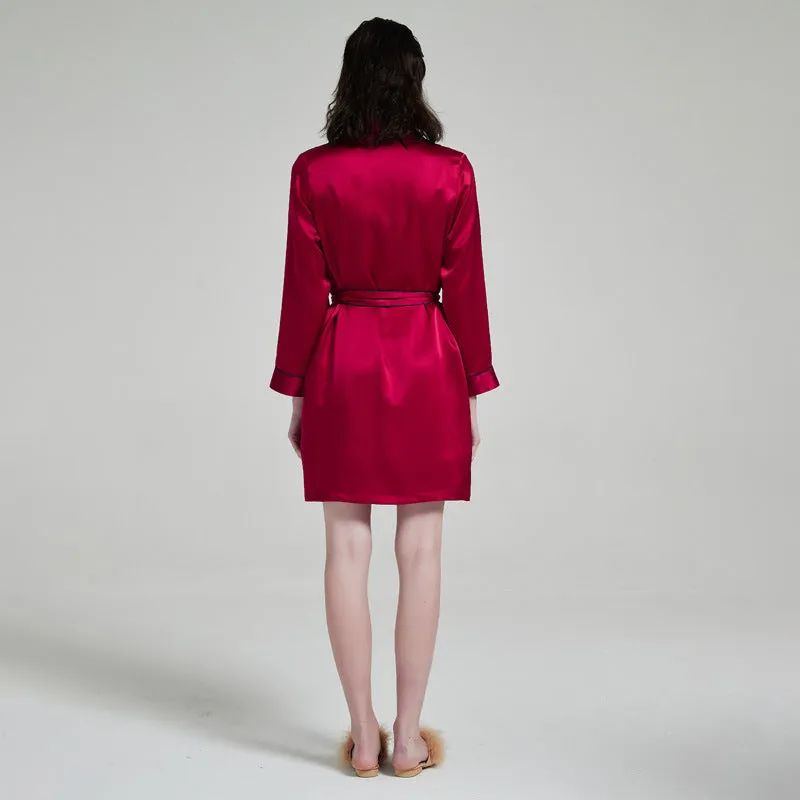 Silk Robes – Elegant Trimmed Robe with Sling Dress