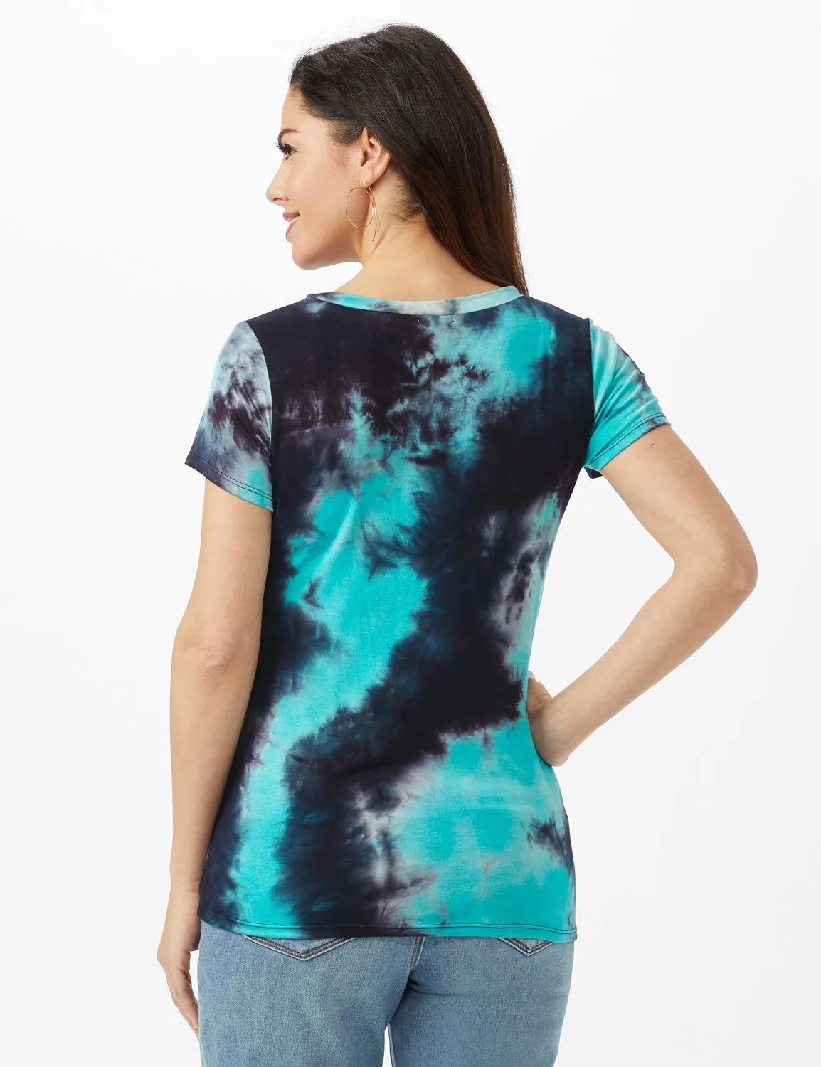 Tie Dye Asymmetrical Side Cinch Knit Top - Petite