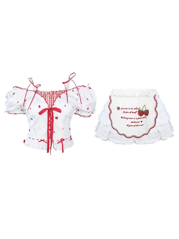 Top Sleeve   Cake Puff Strawberry Skirt Mousse