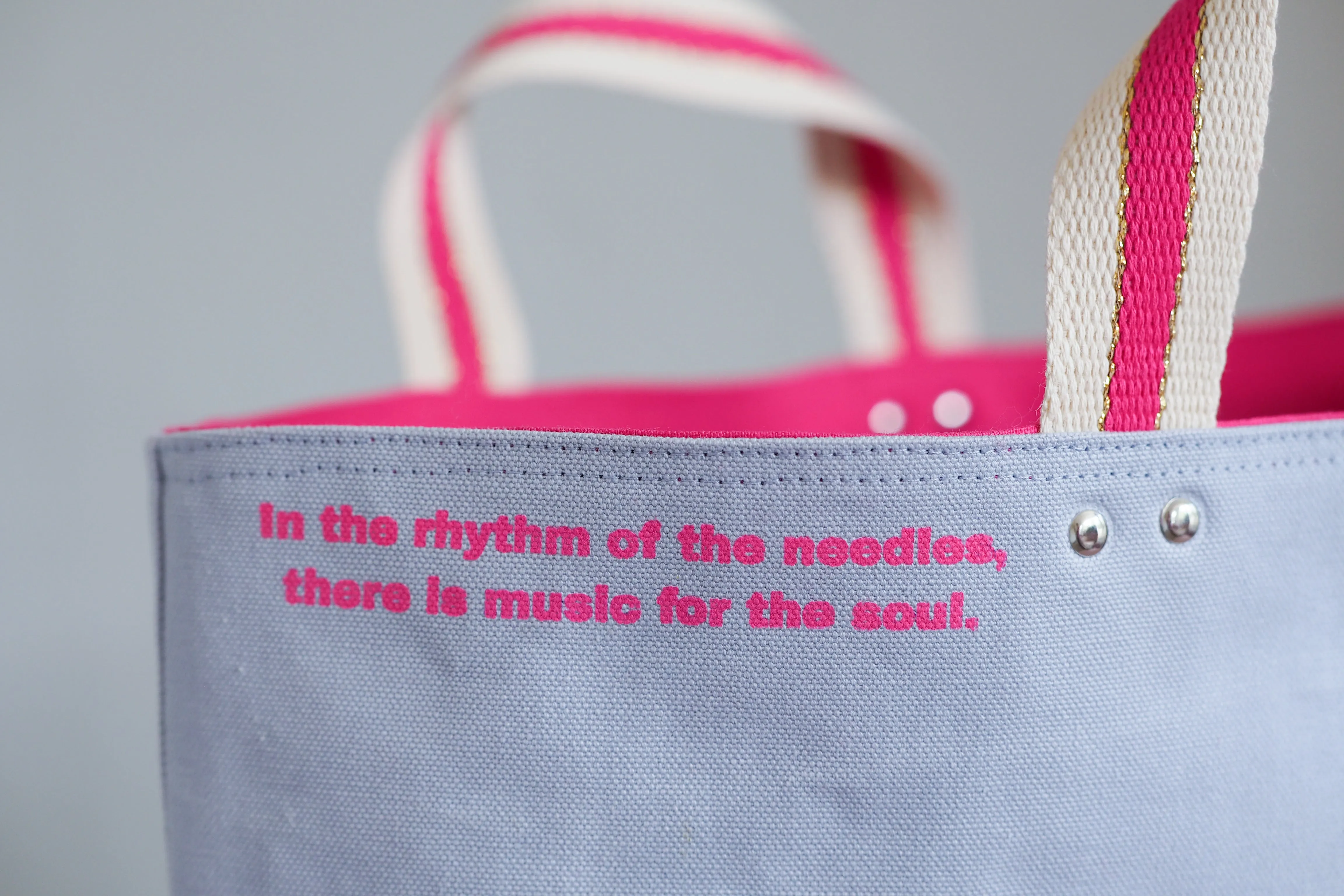 Tote Bag - Pale Purple - printed pink