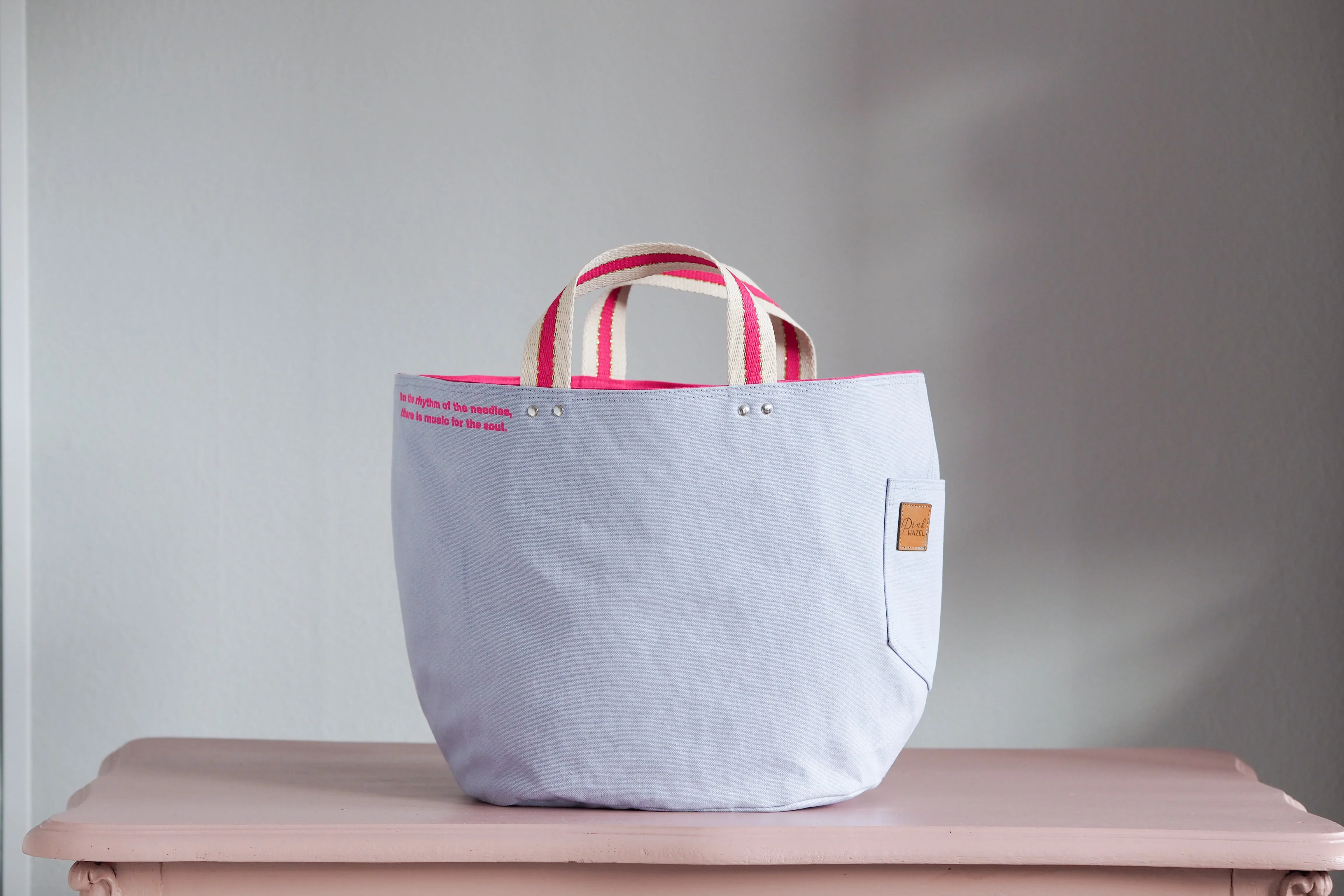 Tote Bag - Pale Purple - printed pink