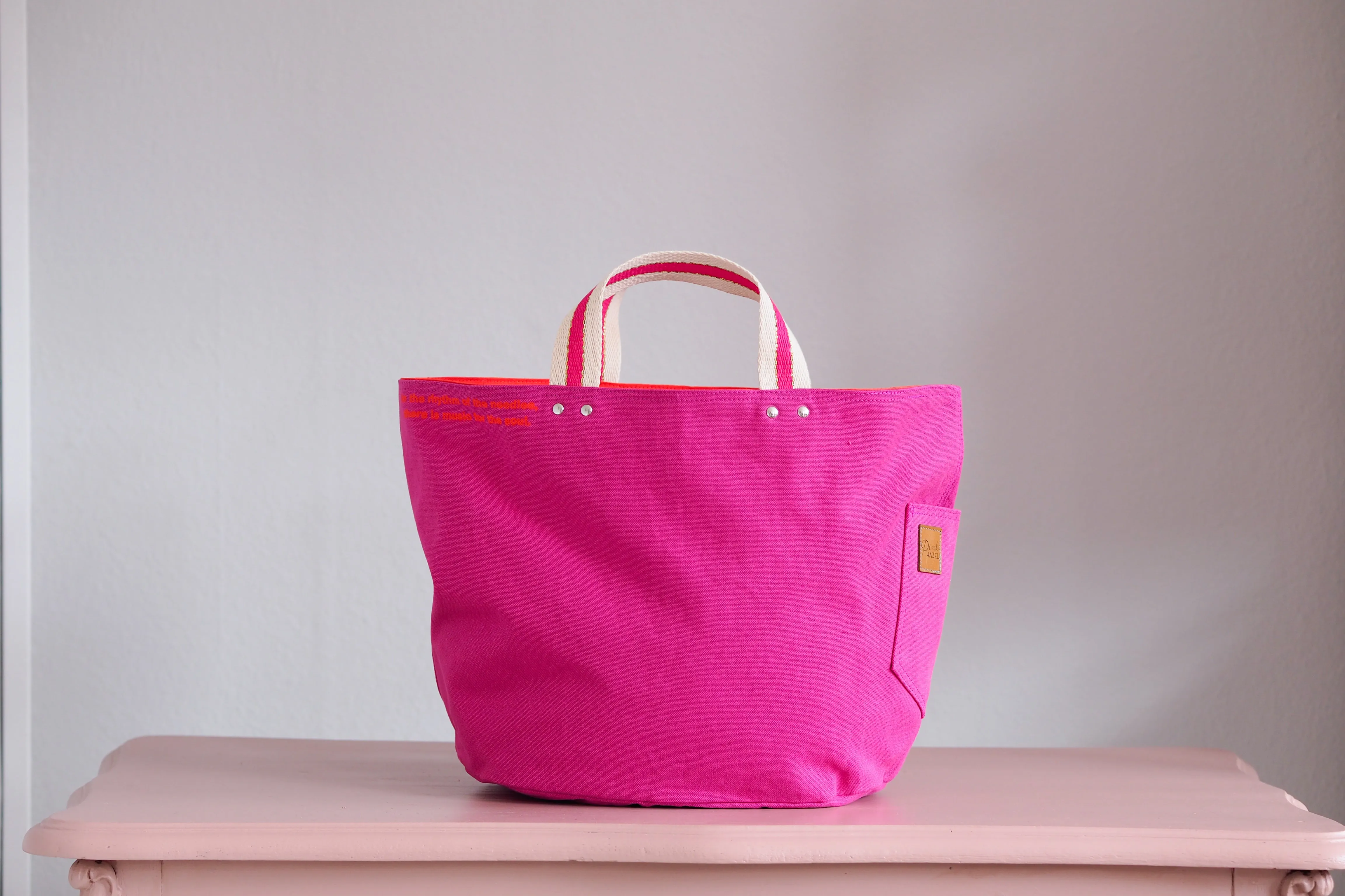 Tote Bag - Pink - printed orange