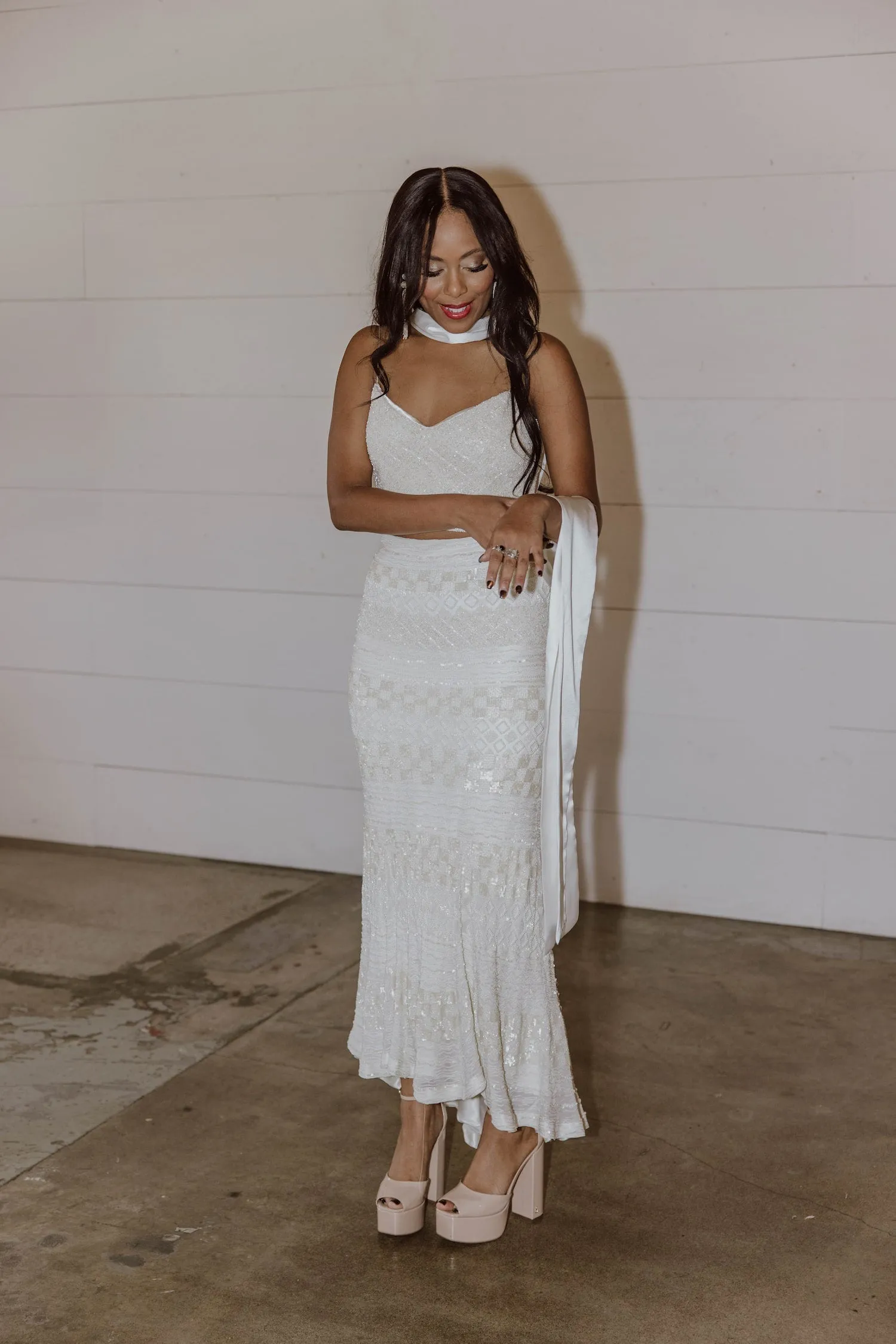 Two Piece Beaded High Low Dress