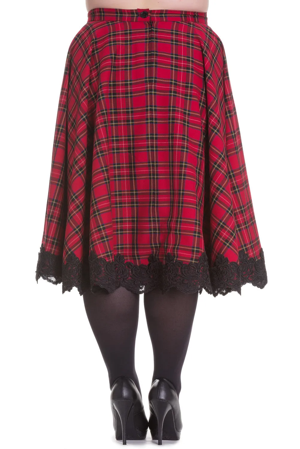 Victorian Rock Red Royal Stewart Tartan High-low Flare Circle Skirt