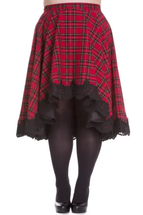 Victorian Rock Red Royal Stewart Tartan High-low Flare Circle Skirt