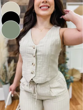 Vivian Striped Woven Vest Top