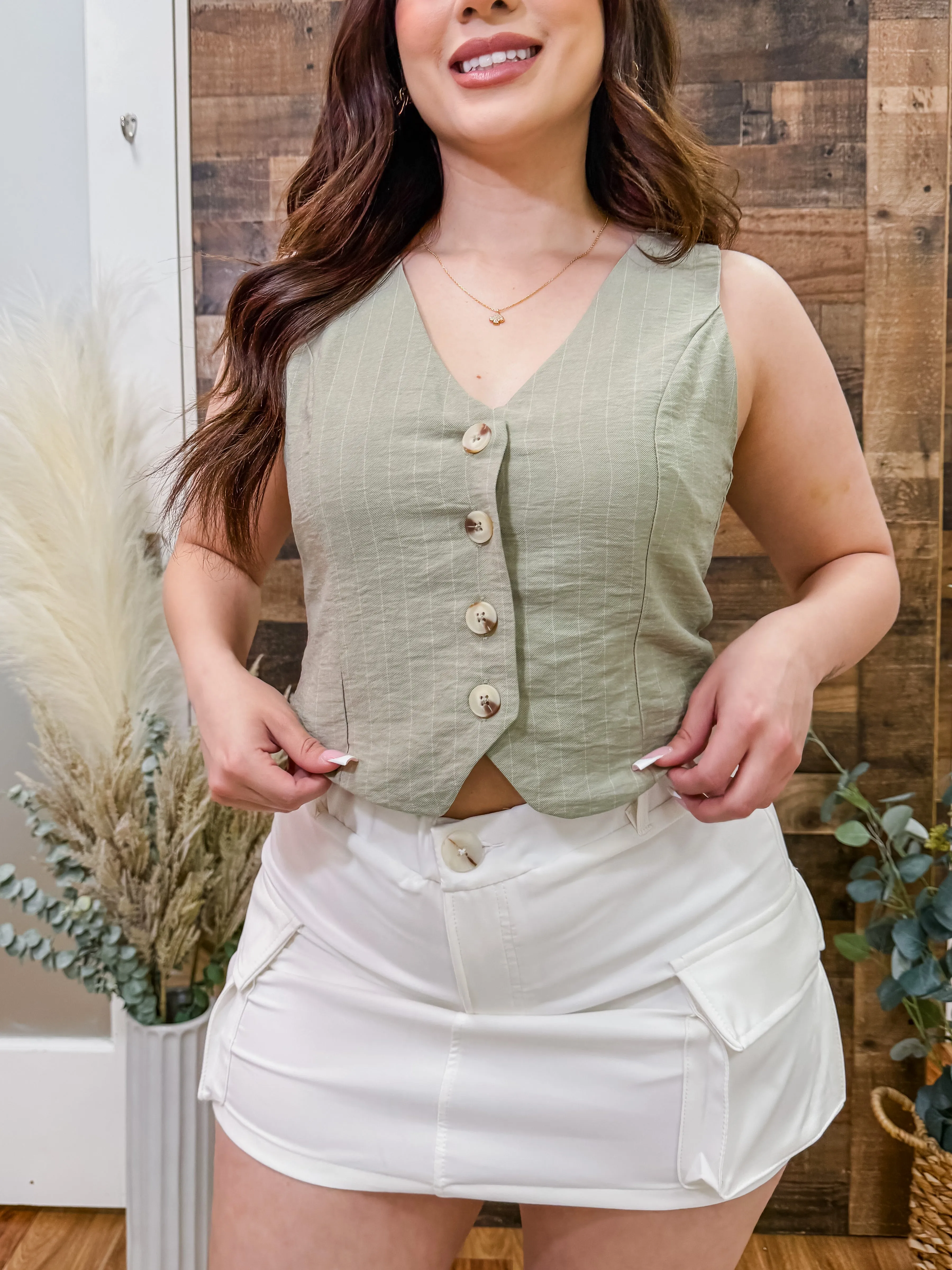 Vivian Striped Woven Vest Top