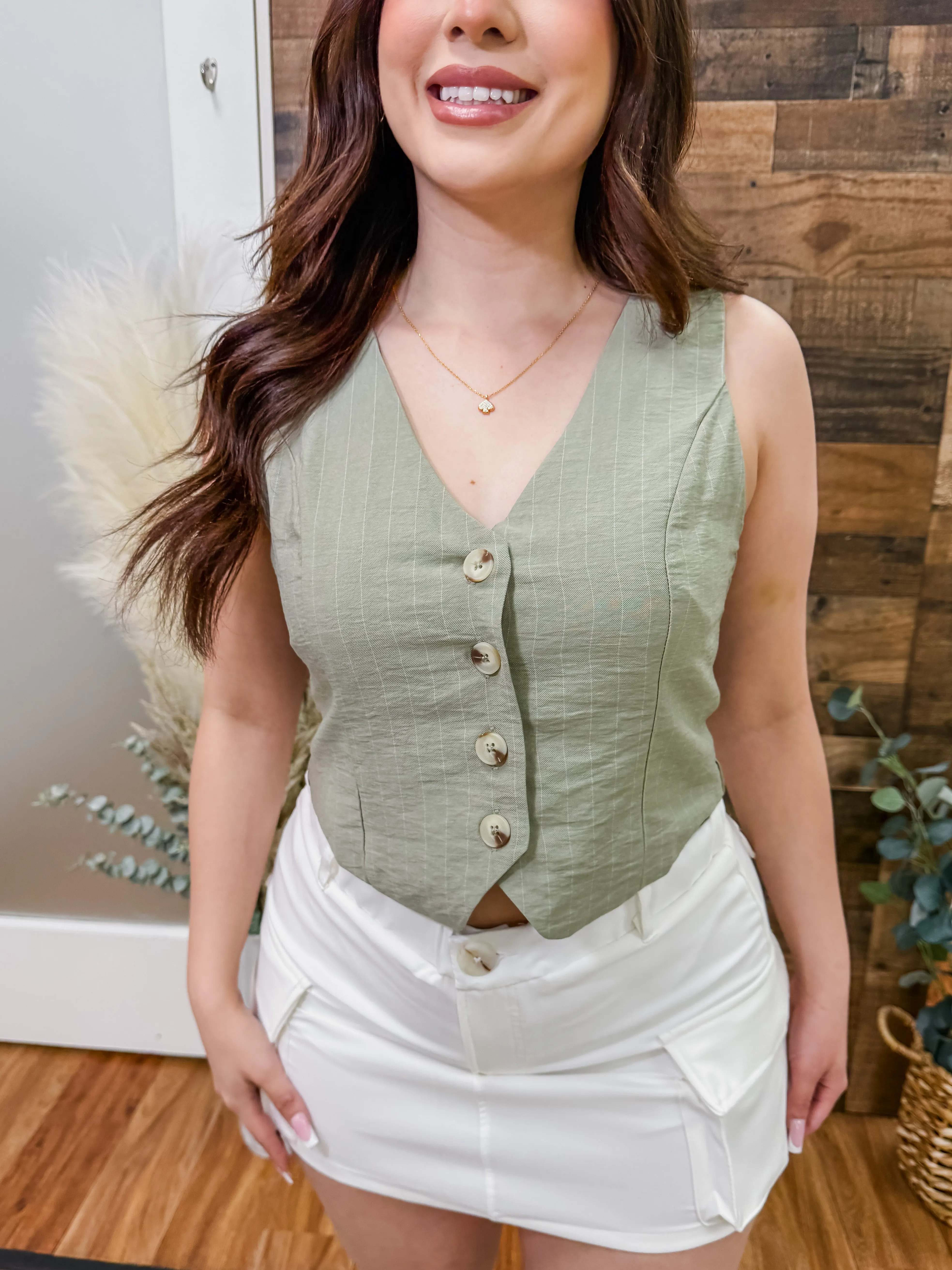 Vivian Striped Woven Vest Top