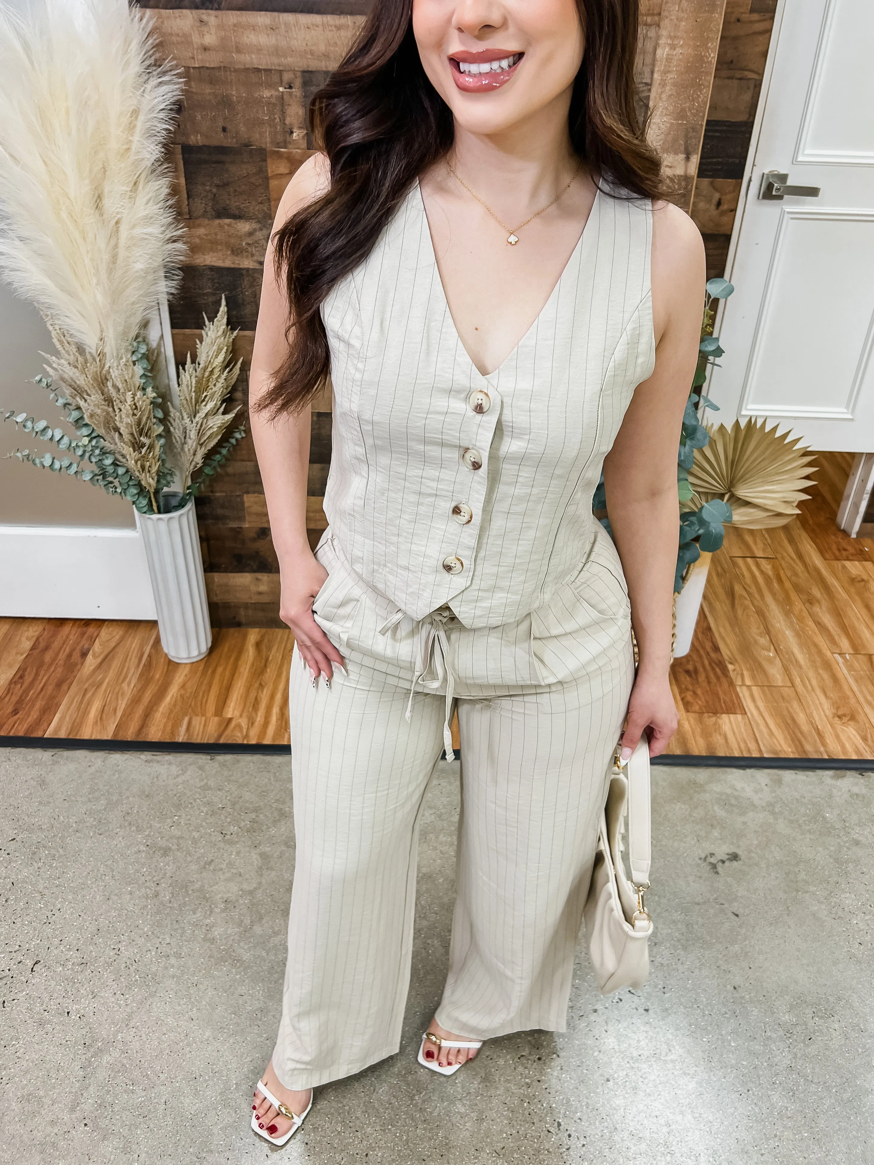 Vivian Striped Woven Vest Top